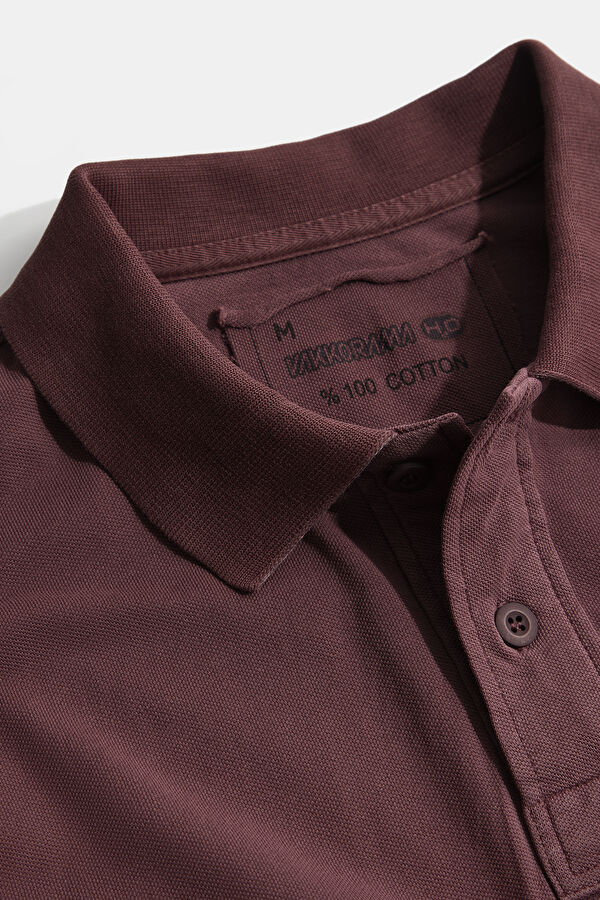 Plum-colored Polo Collar Men's T-Shirt 3