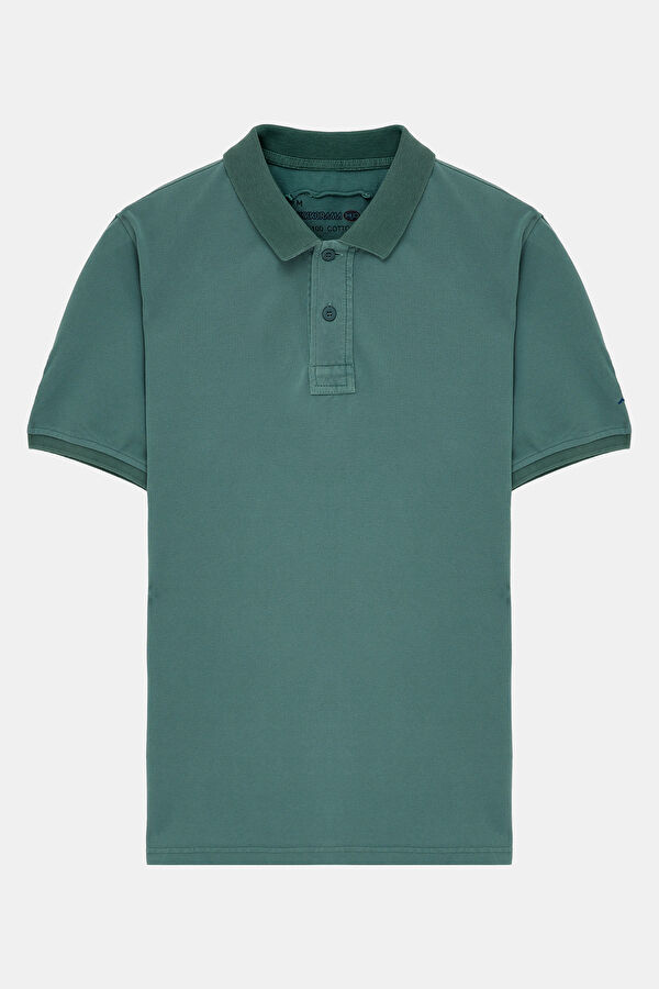 Dark Green Polo Collar Men's T-Shirt