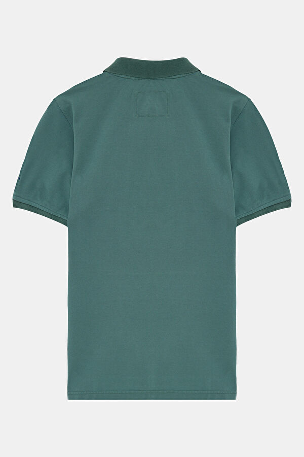 Dark Green Polo Collar Men's T-Shirt 2