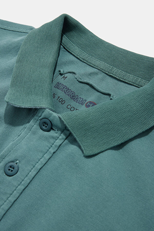 Dark Green Polo Collar Men's T-Shirt 3