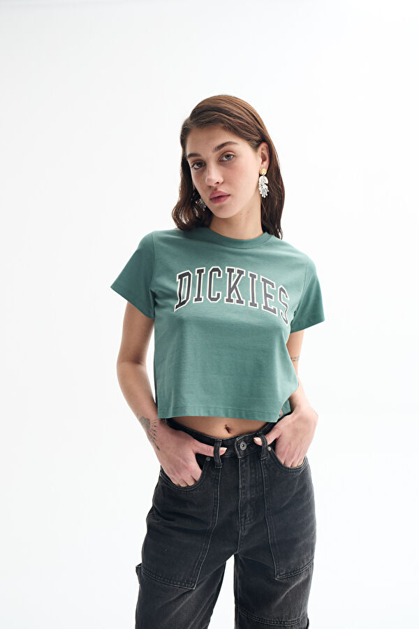 Dar Kalıp Yeşil O Yaka T-Shirt