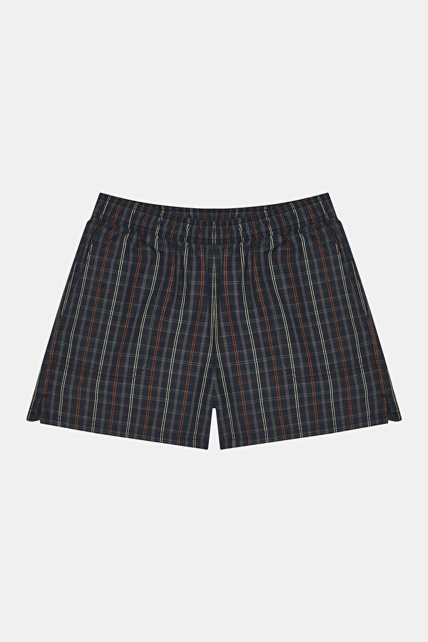 Navy Blue Patterned Women's Shorts 4