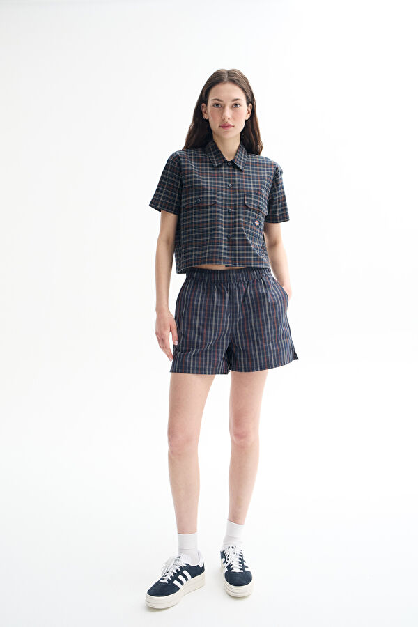 Navy Blue Patterned Women's Shorts
