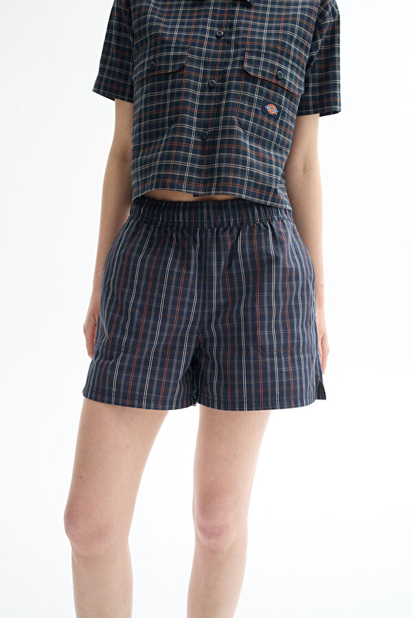 Navy Blue Patterned Women's Shorts 2