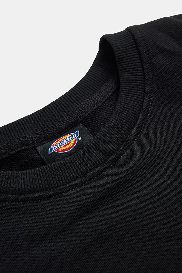 Siyah Relax Kalıp Bisiklet Yaka Sweatshirt 3