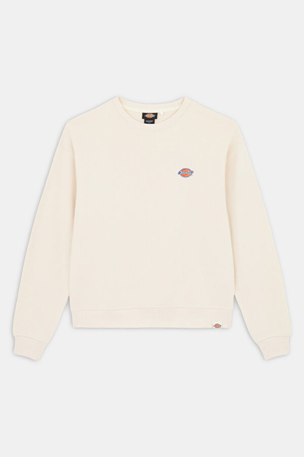 Krem Relax Kalıp Bisiklet Yaka Sweatshirt