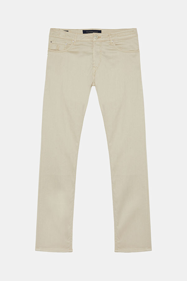 Slim Fit Off-White Narrow Leg Jeans Men's Trousers