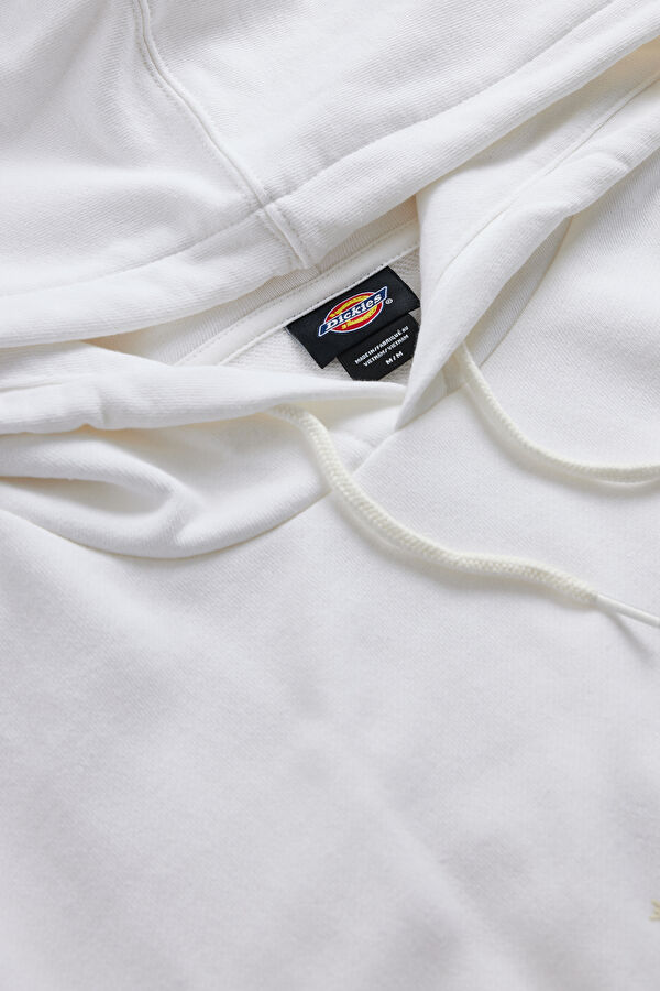 Beyaz Relax Kalıp Kapuşonlu Sweatshirt 3