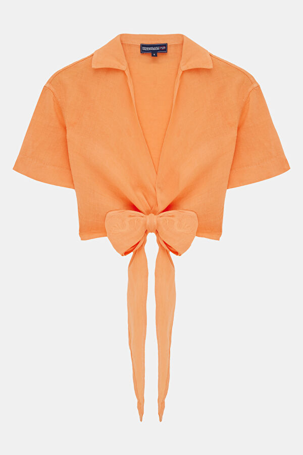Orange Linen Women's Shirt