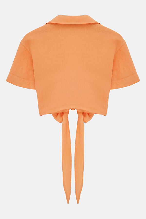 Orange Linen Women's Shirt 2