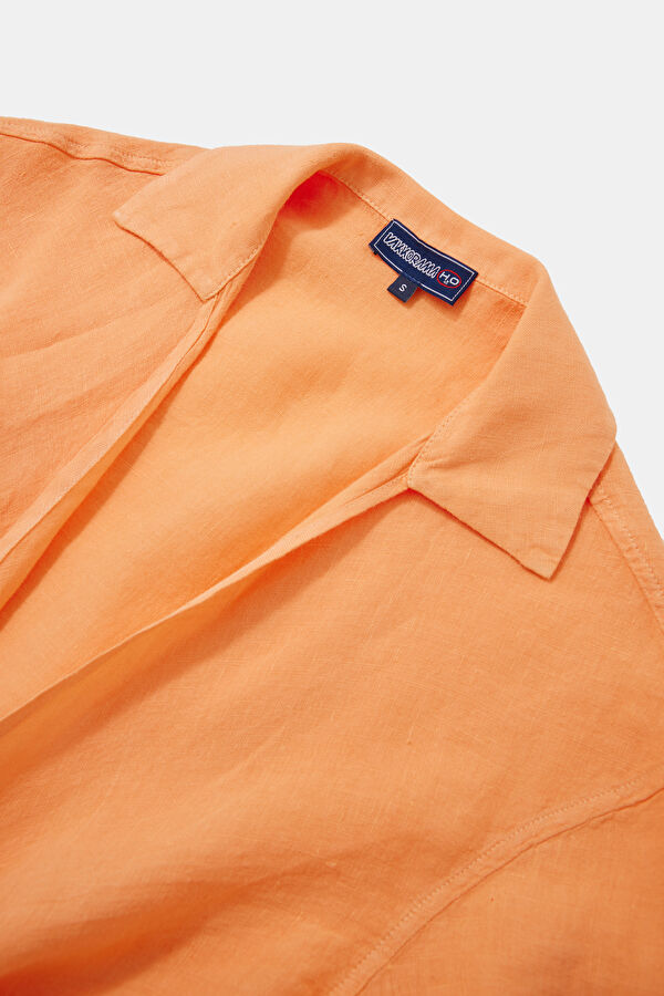 Orange Linen Women's Shirt 3