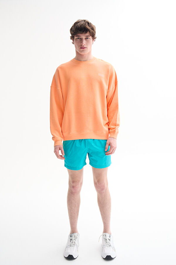 Turuncu Bisiklet Yaka Erkek Sweatshirt 3