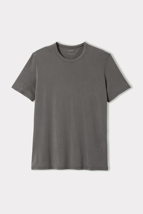 Antrasit Bisiklet Yaka T-Shirt