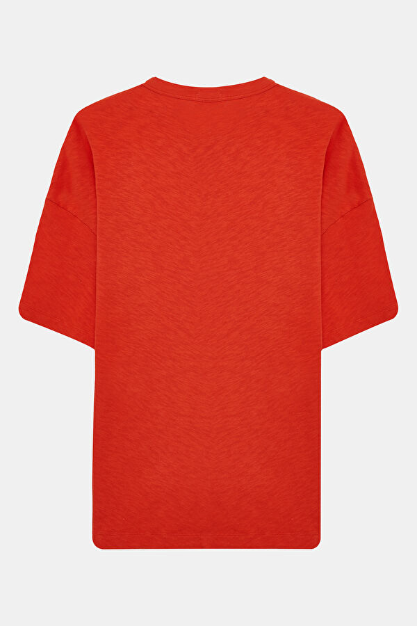 Oversize Red Crew Neck Men's T-Shirt 5