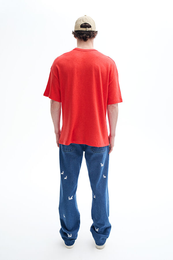 Oversize Red Crew Neck Men's T-Shirt 3