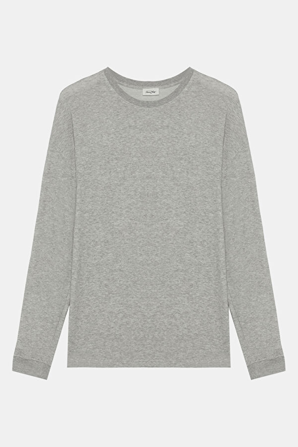 Oversize Gri Bisiklet Yaka T-Shirt