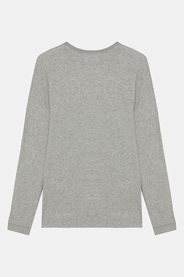 Oversize Gri Bisiklet Yaka T-Shirt 2
