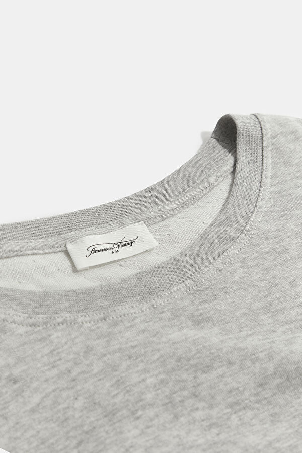 Oversize Gri Bisiklet Yaka T-Shirt 3