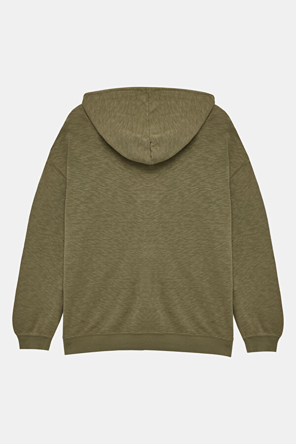 Haki Kapuşonlu Erkek Sweatshirt 3