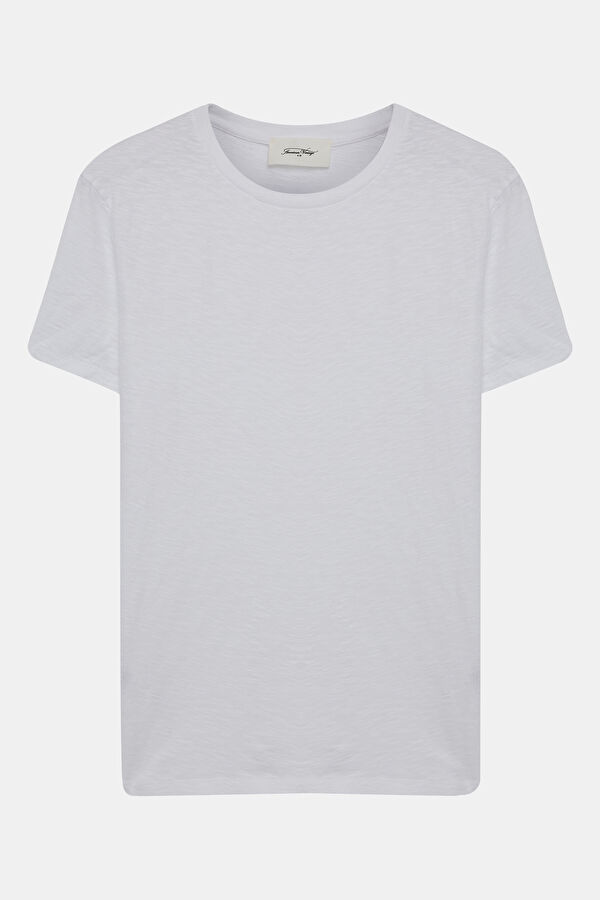 Beyaz Bisiklet Yaka T-Shirt