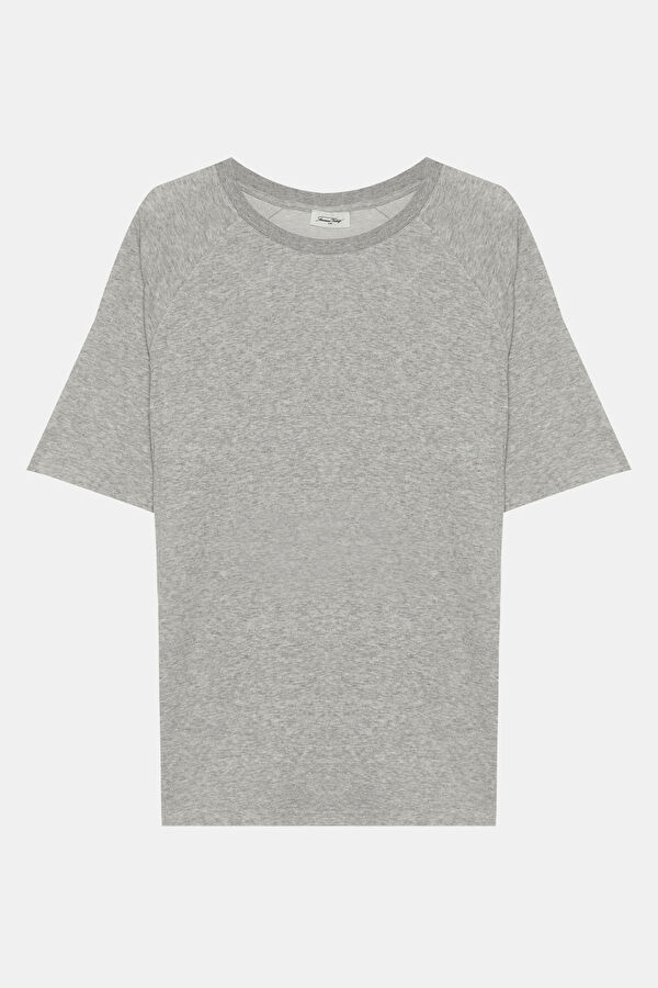 Oversize Gri Bisiklet Yaka T-Shirt