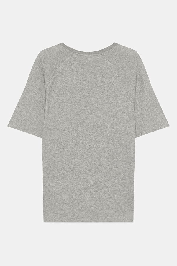 Oversize Gri Bisiklet Yaka T-Shirt 2