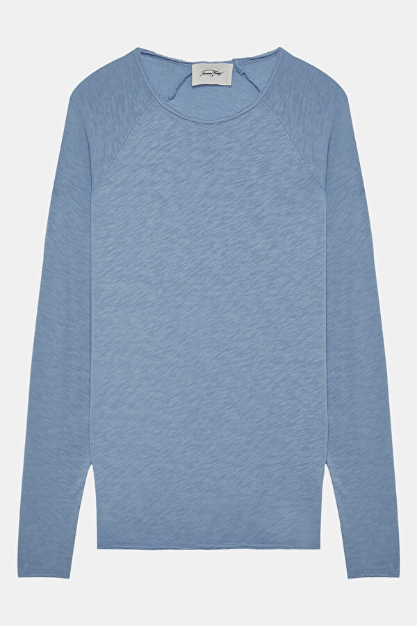 Açık Mavi Bisiklet Yaka T-Shirt