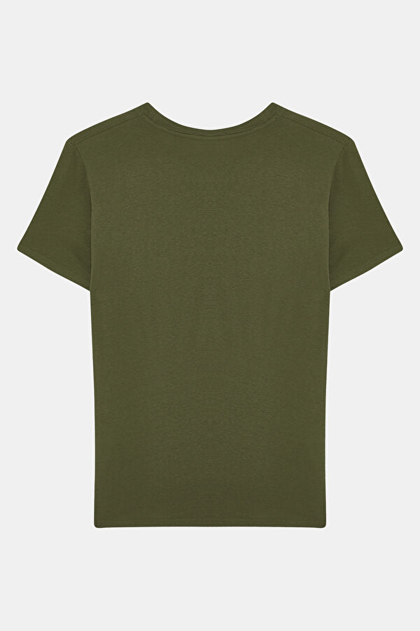 Khaki Crew Neck Men's T-Shirt 3