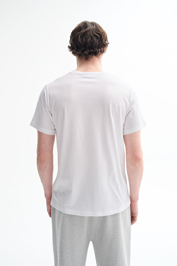 Beyaz Bisiklet Yaka T-Shirt 2