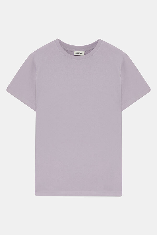 Açık Mor Bisiklet Yaka T-Shirt