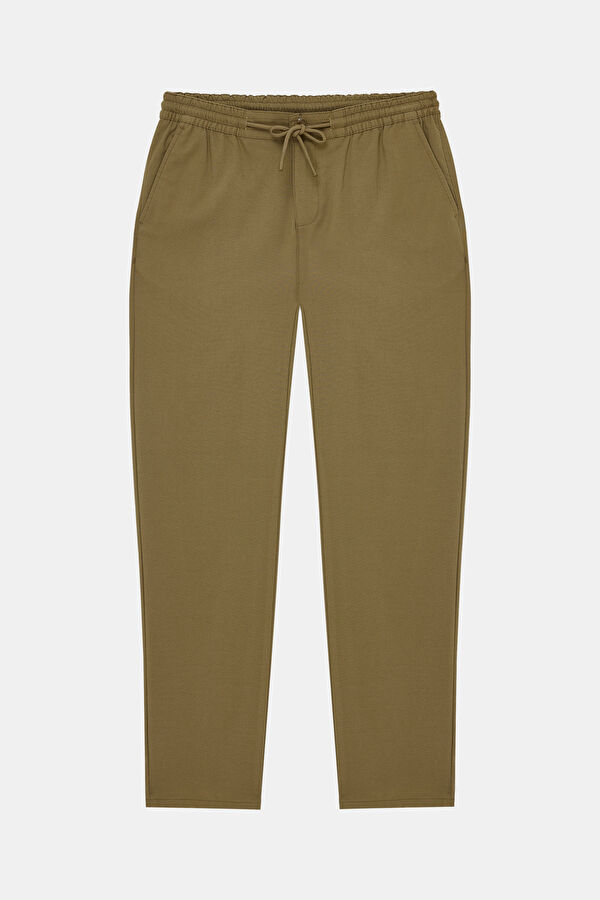 Beige Straight Leg Men's Trousers