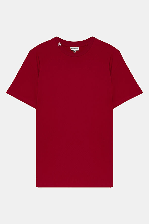 Crew Neck Embroidered Red Men's T-Shirt