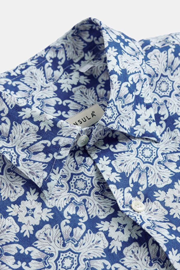 White Linen Patterned Men's Shirt 3