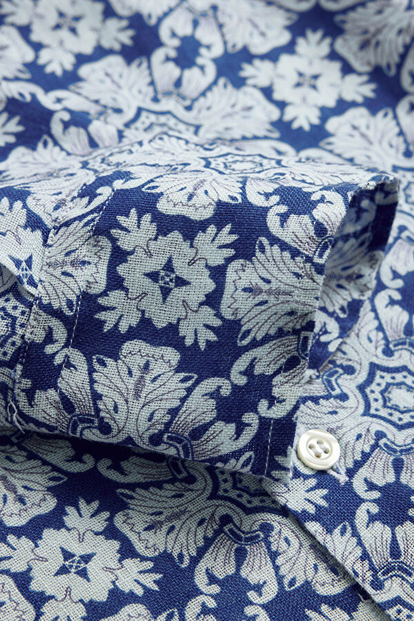 White Linen Patterned Men's Shirt 4