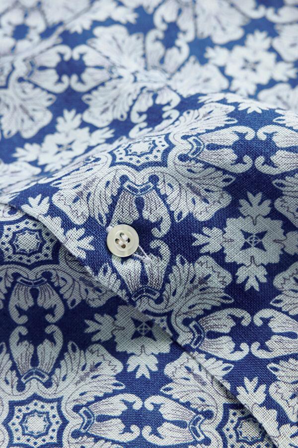 White Linen Patterned Men's Shirt 5