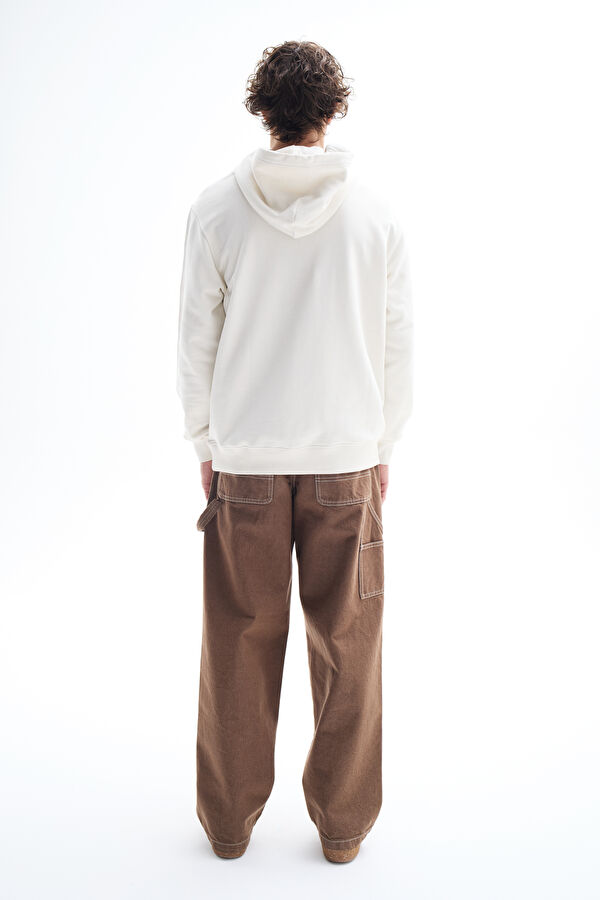 Beige Relax Fit Hooded Men's Sweatshirt 2