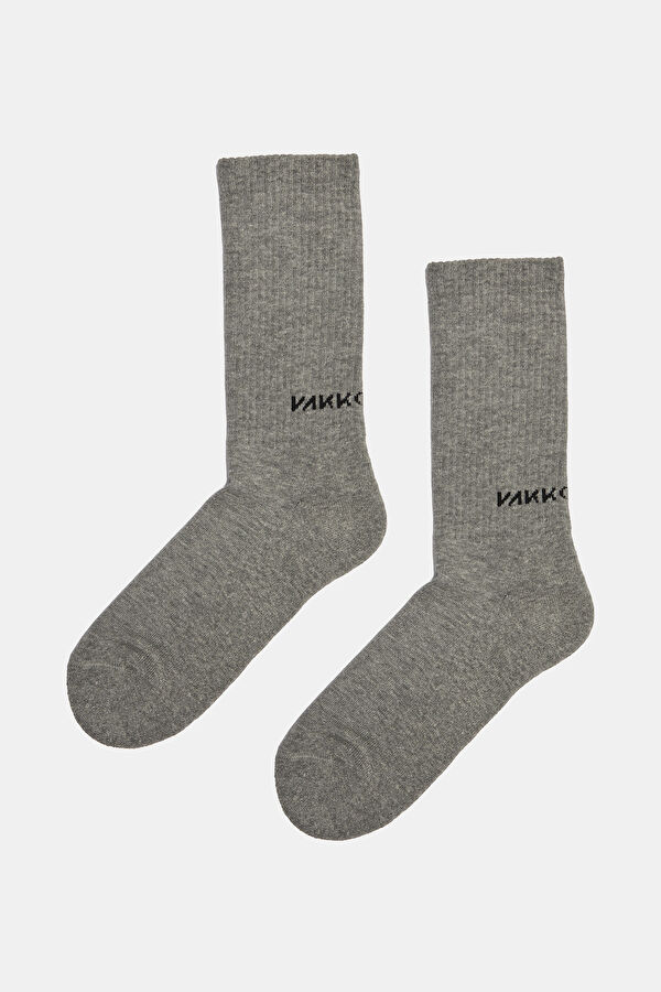 Gray Melange Jacquard Sock