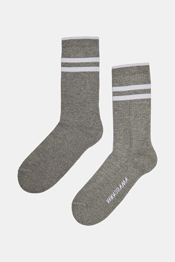 Gray Melange Bordered Sock