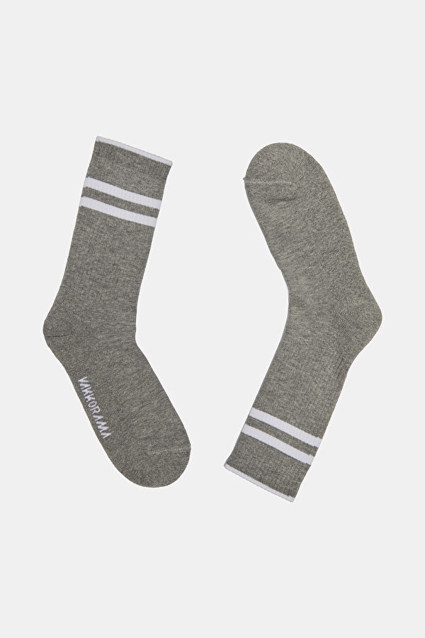 Gray Melange Bordered Sock 2