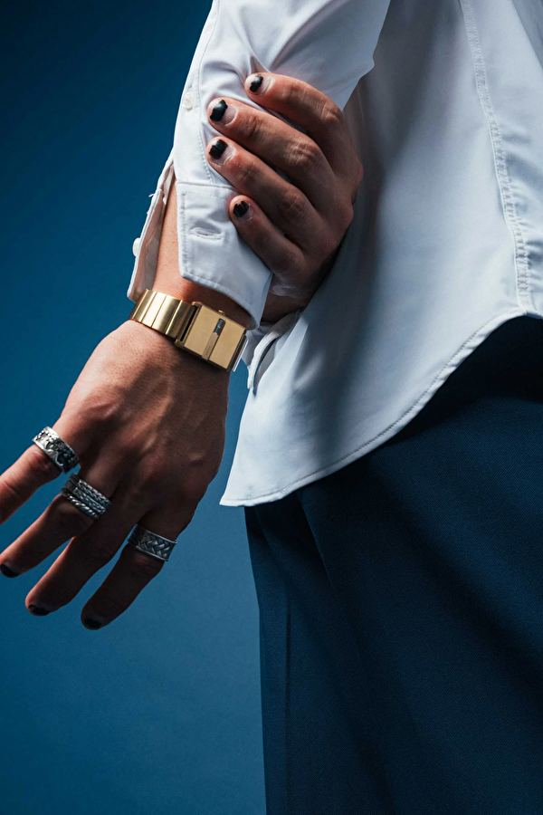 Pulse Gold and Metal Bracelet Saat 26 mm 5