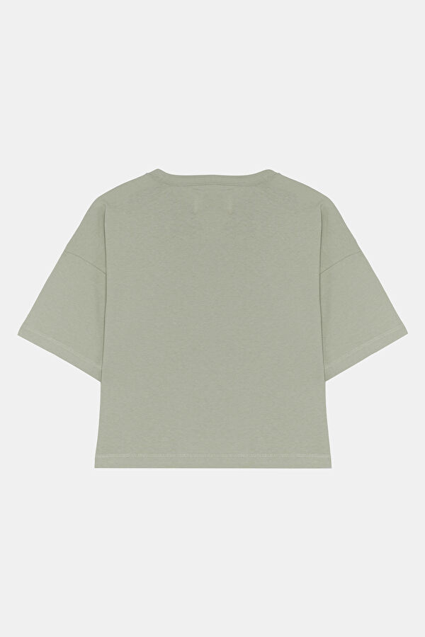 Relax Kalıp Açık Yeşil O Yaka Baskılı T-Shirt 2