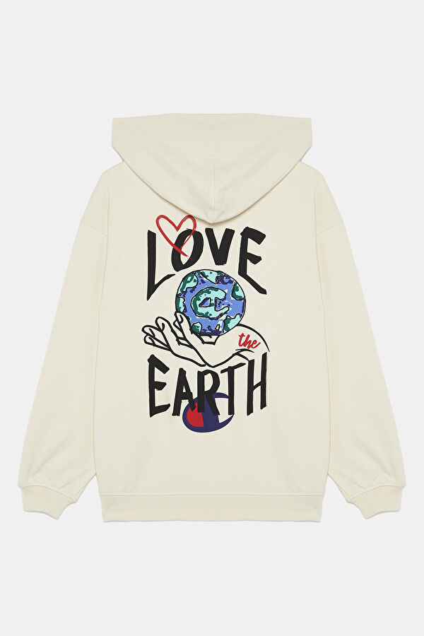 Beyaz Kapuşonlu Sweatshirt 5