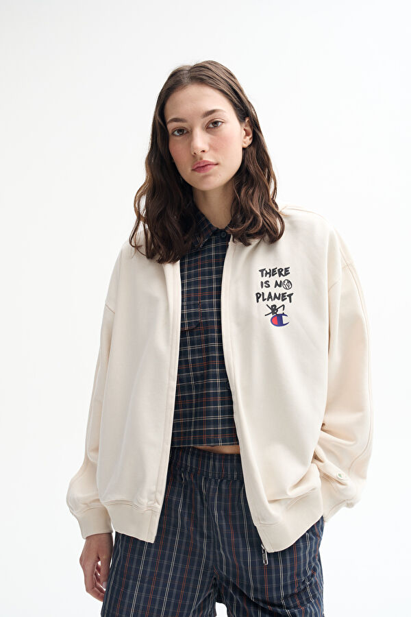 Beyaz Kapuşonlu Sweatshirt
