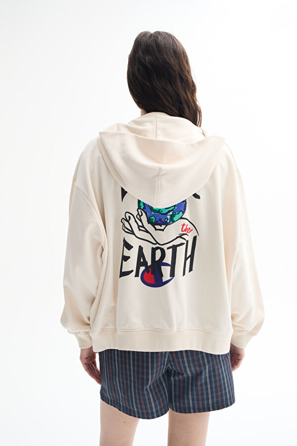 Beyaz Kapuşonlu Sweatshirt 2