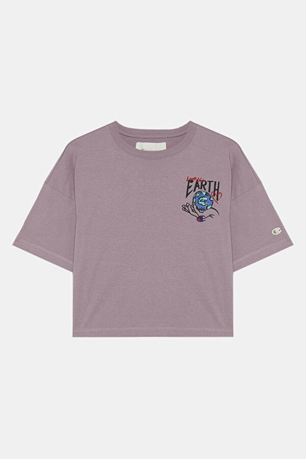 Relax Kalıp Gül Kurusu O Yaka Baskılı T-Shirt