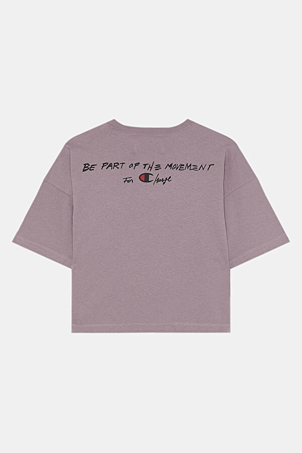Relax Kalıp Gül Kurusu O Yaka Baskılı T-Shirt 2