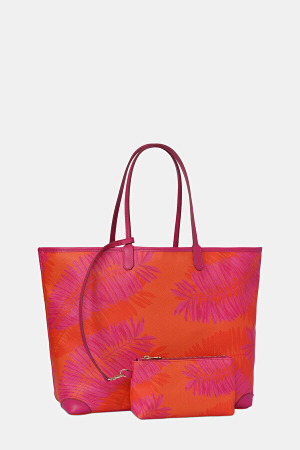 Carla XL Tote Bag Fuşya Palmiyeler 2