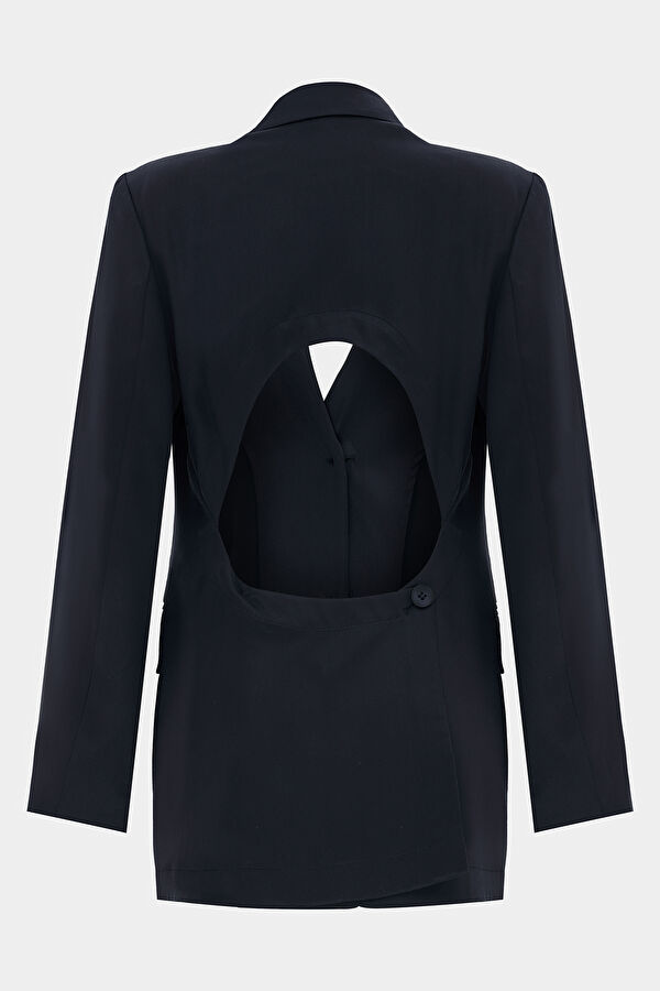 Navy Blue Buttoned Women's Jacket 4