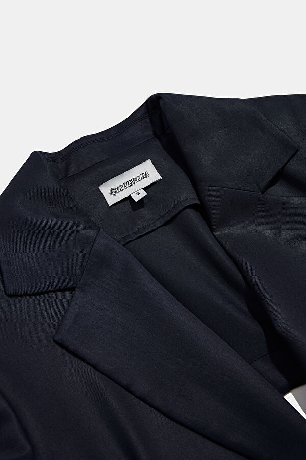 Navy Blue Buttoned Women's Jacket 5