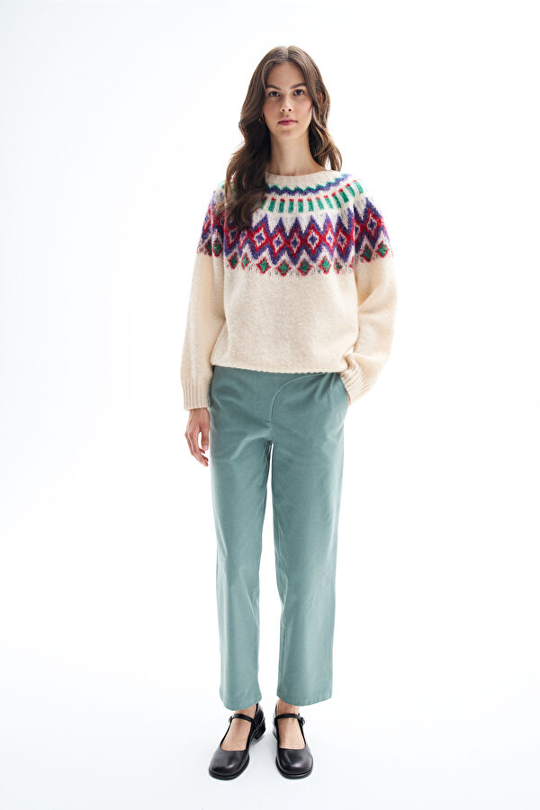 Green Straight Leg Women's Trousers